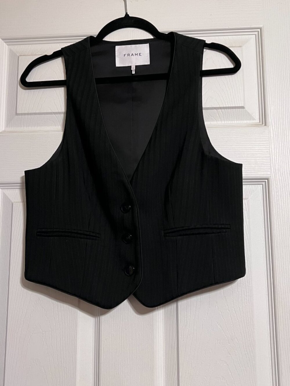 Frame Charcoal Pinstripe Vest Size 6